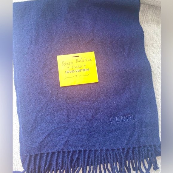 🔥❤️Authentic Fendi Scarf dark blue in great used condition  with tag attached - Picture 1 of 4